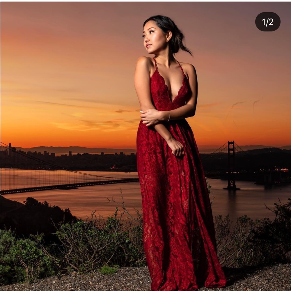 Gorgeous red lace gown dress
